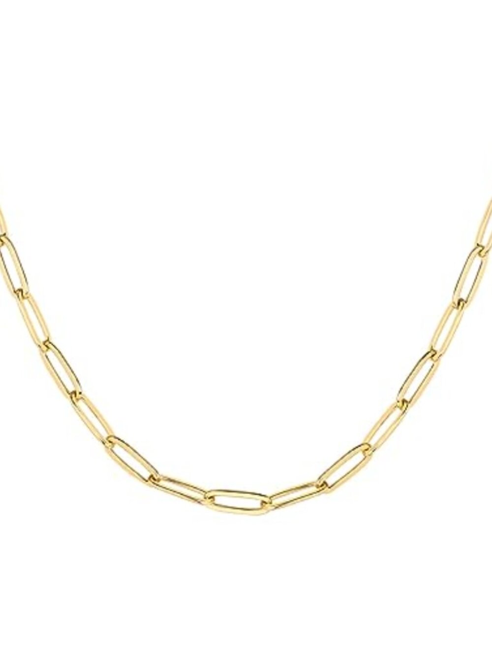 14K Gold Plated Paperclip Chain Necklace 20 Inch Lobster Clasp Layerable